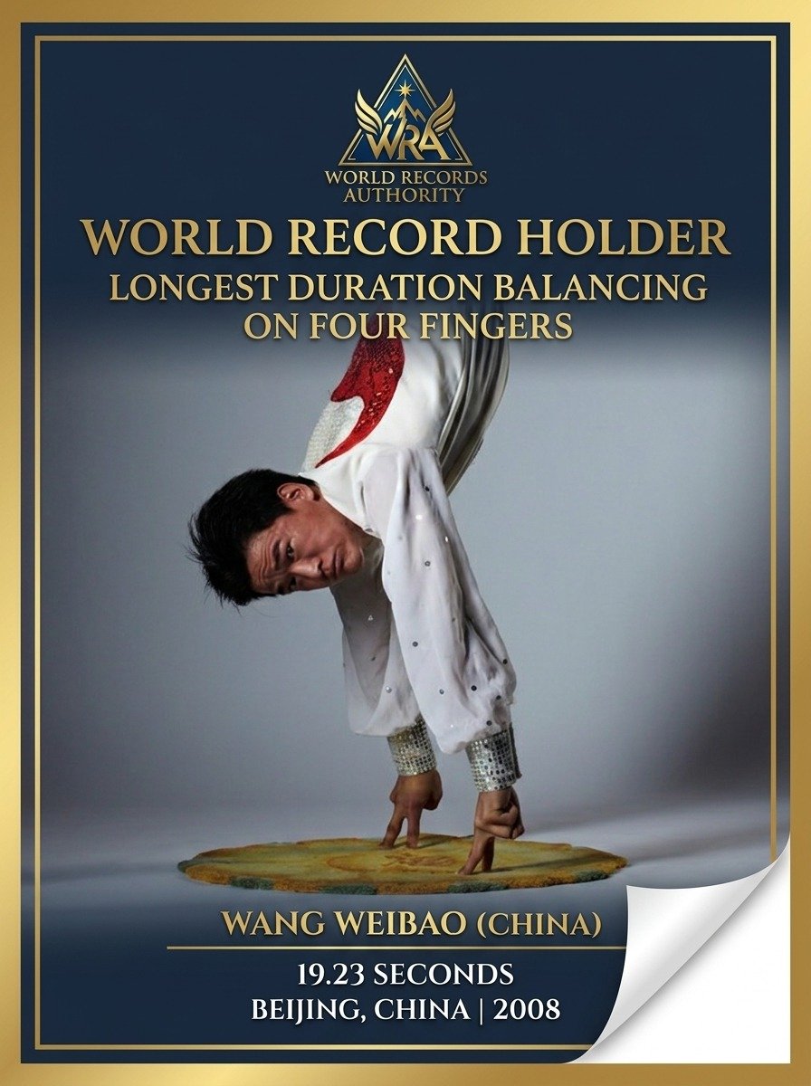 Longest Duration Balancing on Four Fingers