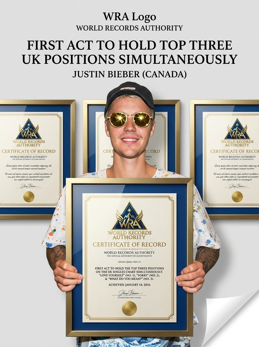 Justin Bieber – First Act to Hold Top Three UK Positions