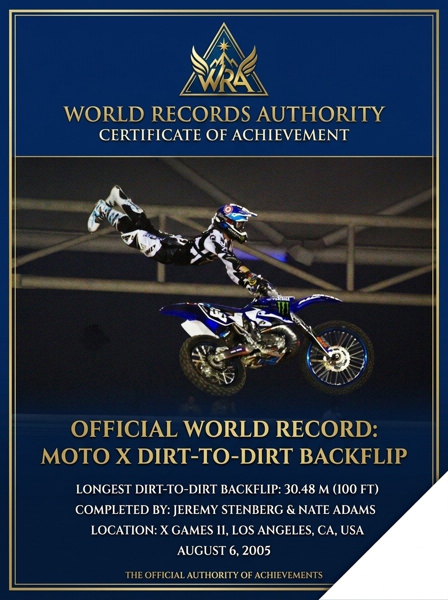 Longest Moto X Dirt-to-Dirt Backflip