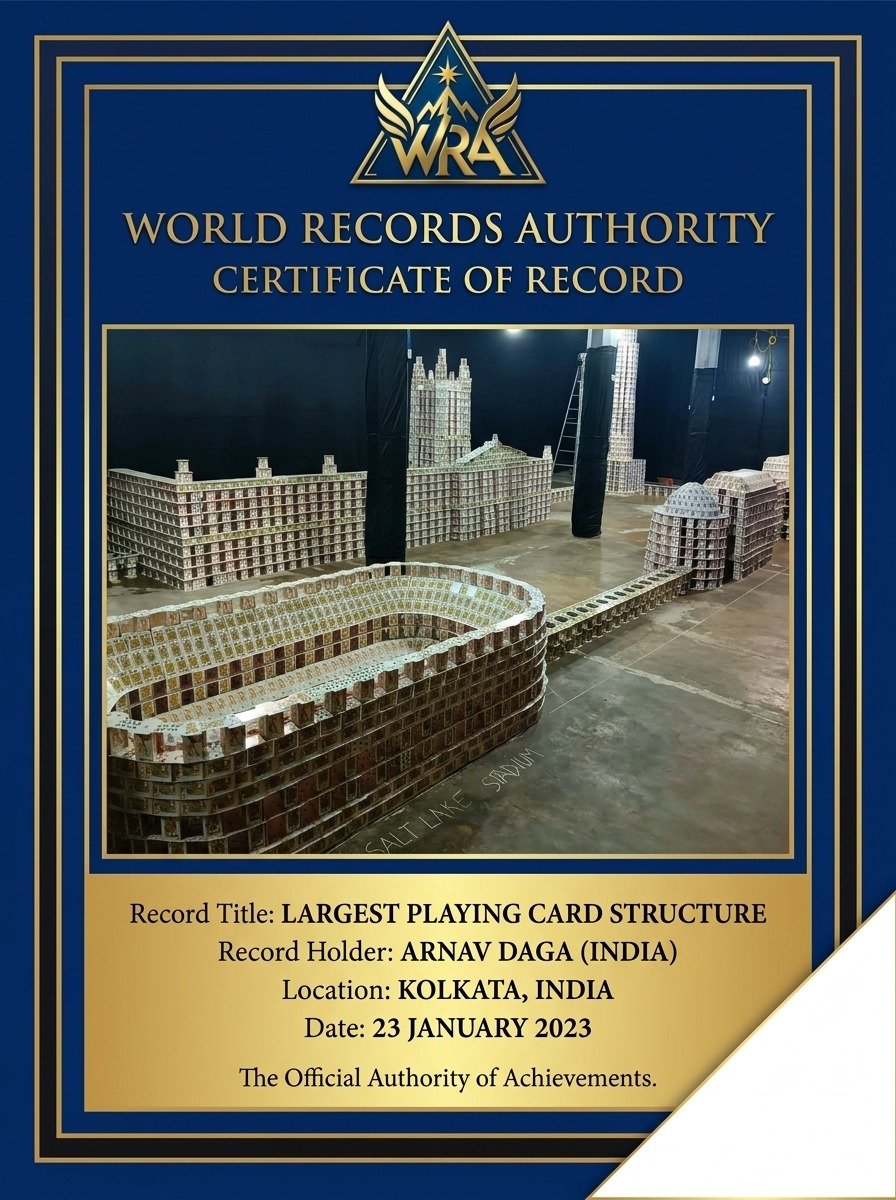 Arnav Daga Largest Playing Card Structure Kolkata
