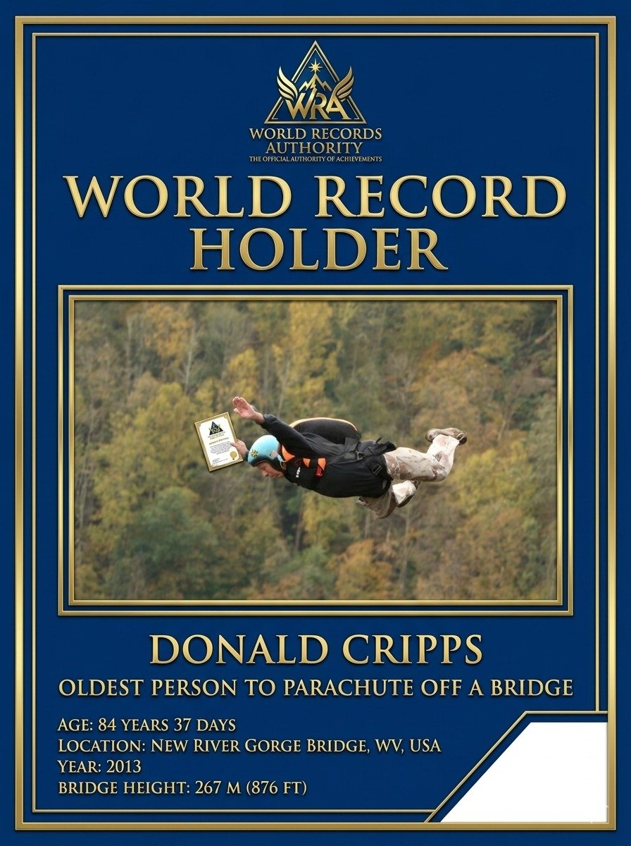 Donald Cripps – Oldest Person to Parachute off a Bridge