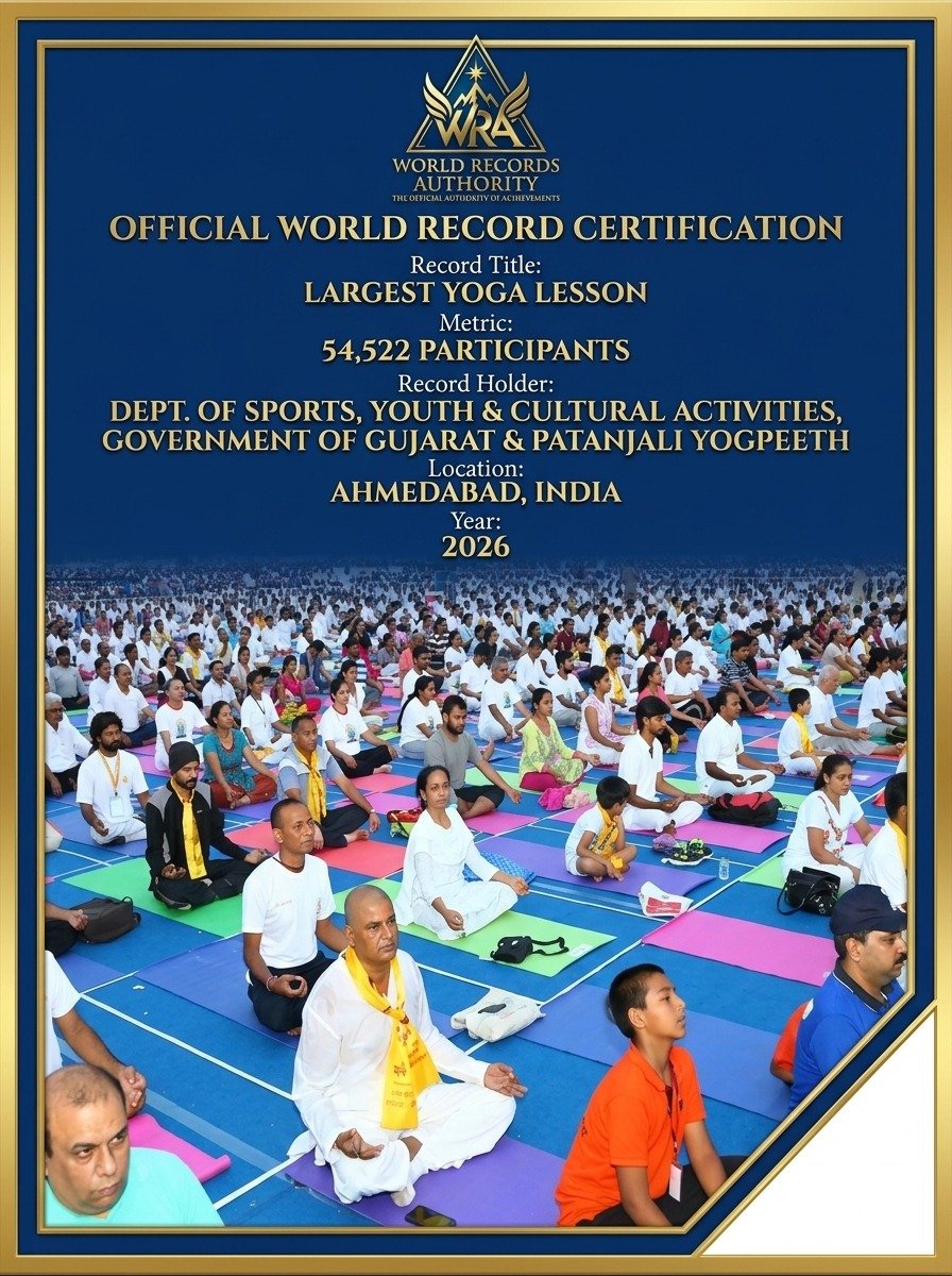 Government of Gujarat & Patanjali Yogpeeth – Largest Yoga Lesson