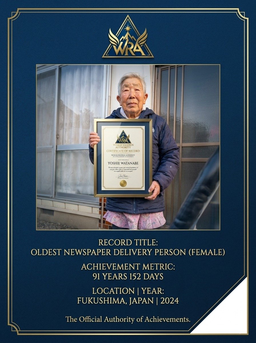 Yoshie Watanabe oldest newspaper delivery person