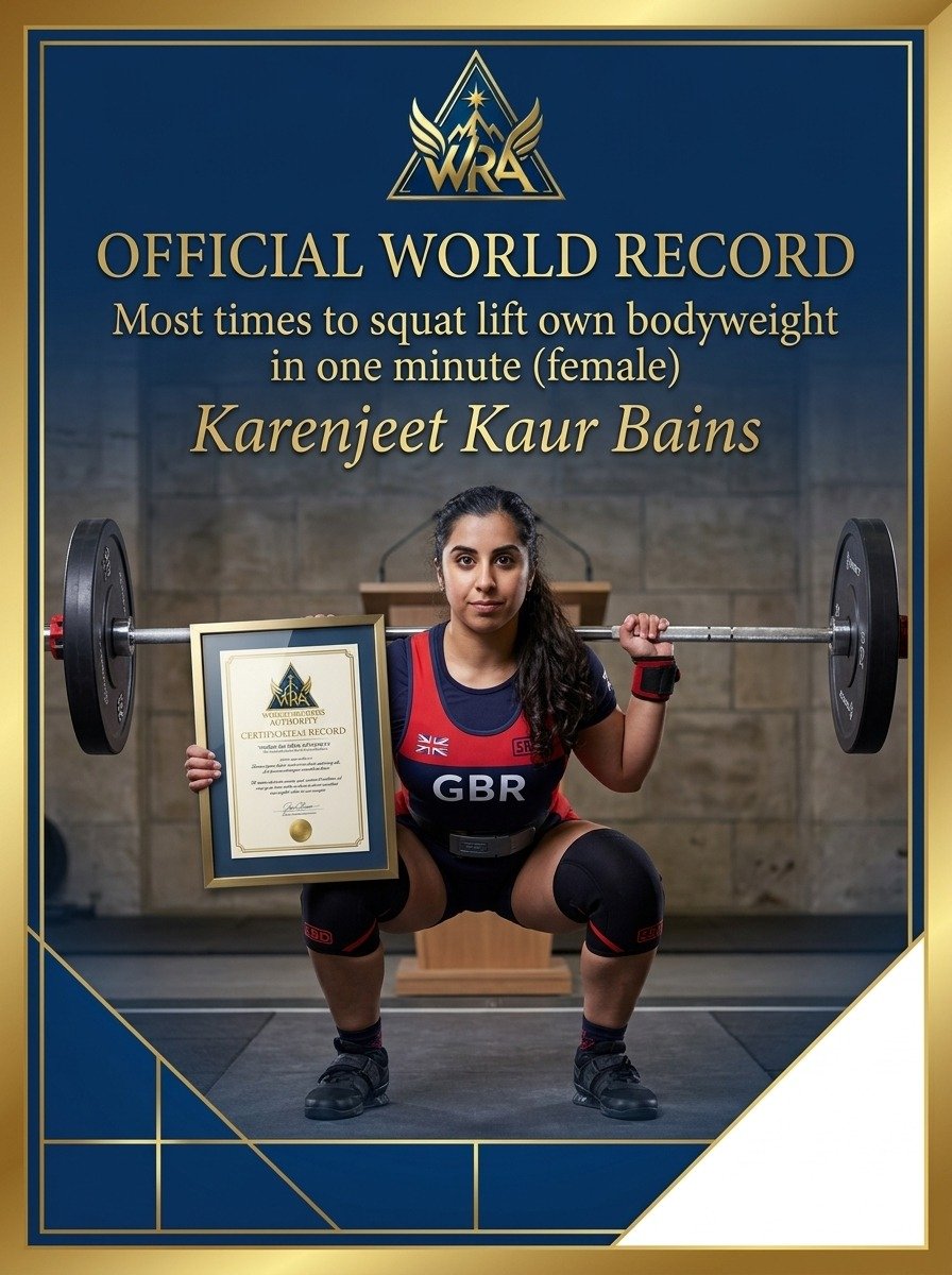 Karenjeet Kaur Bains squat lifting own bodyweight