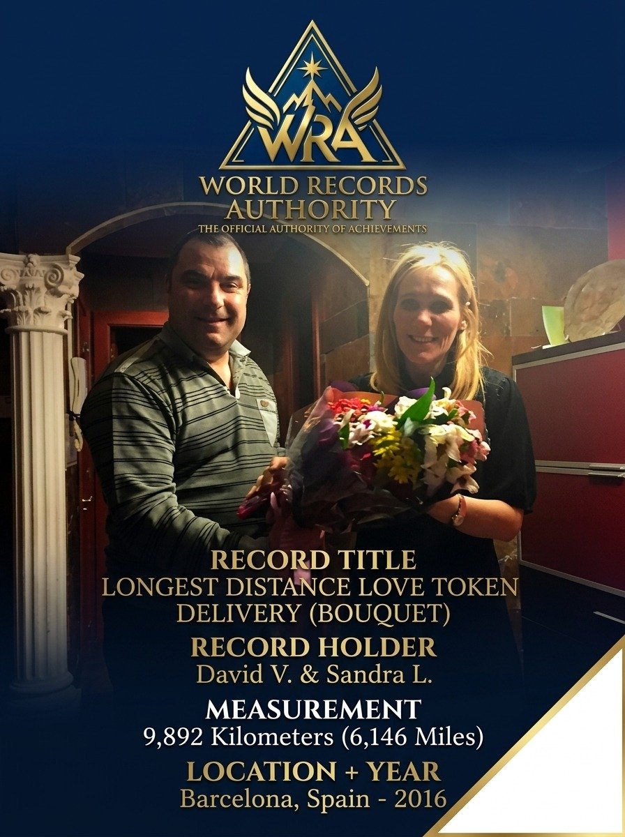 David V. & Sandra L. — Longest Distance Love Token Delivery (Bouquet)