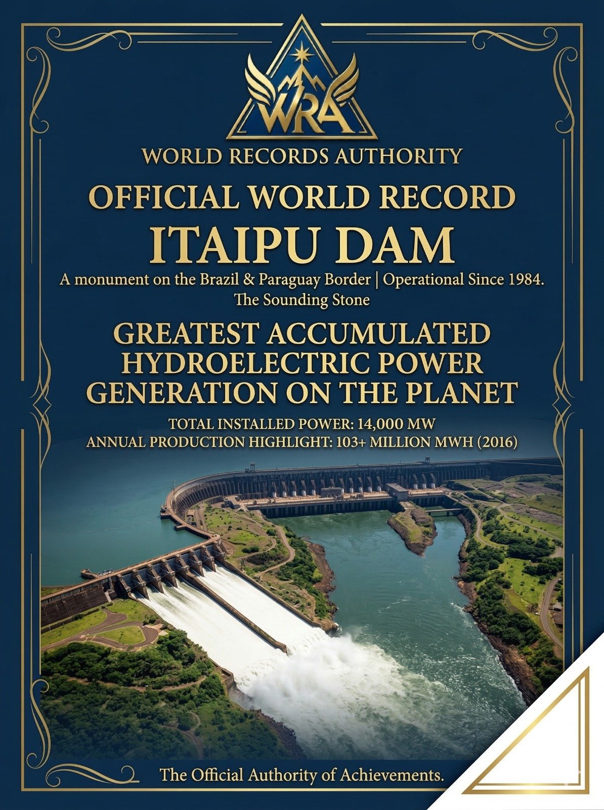 Itaipu Dam Greatest Accumulated Hydroelectric Power Generation
