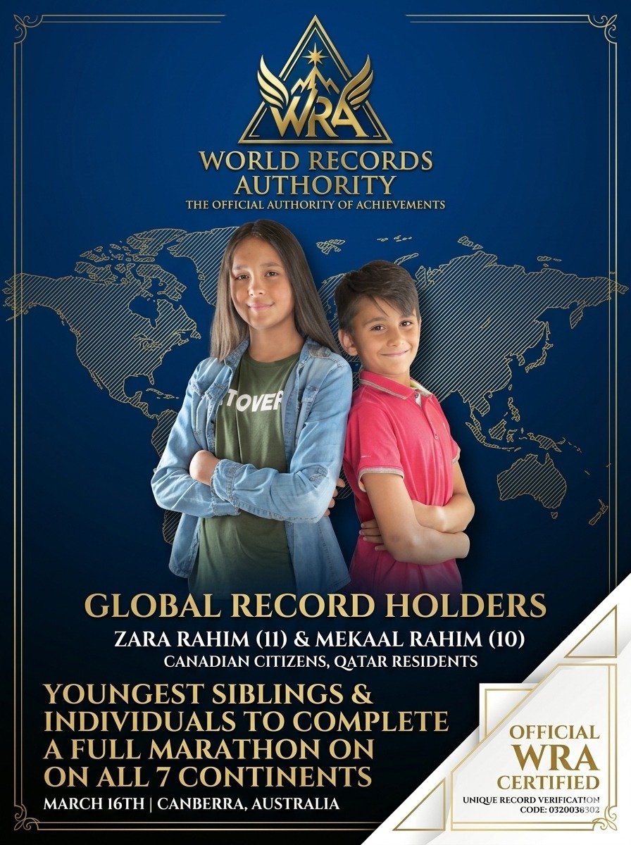 Zara and Mekaal Rahim Youngest Siblings Marathon 7 Continents
