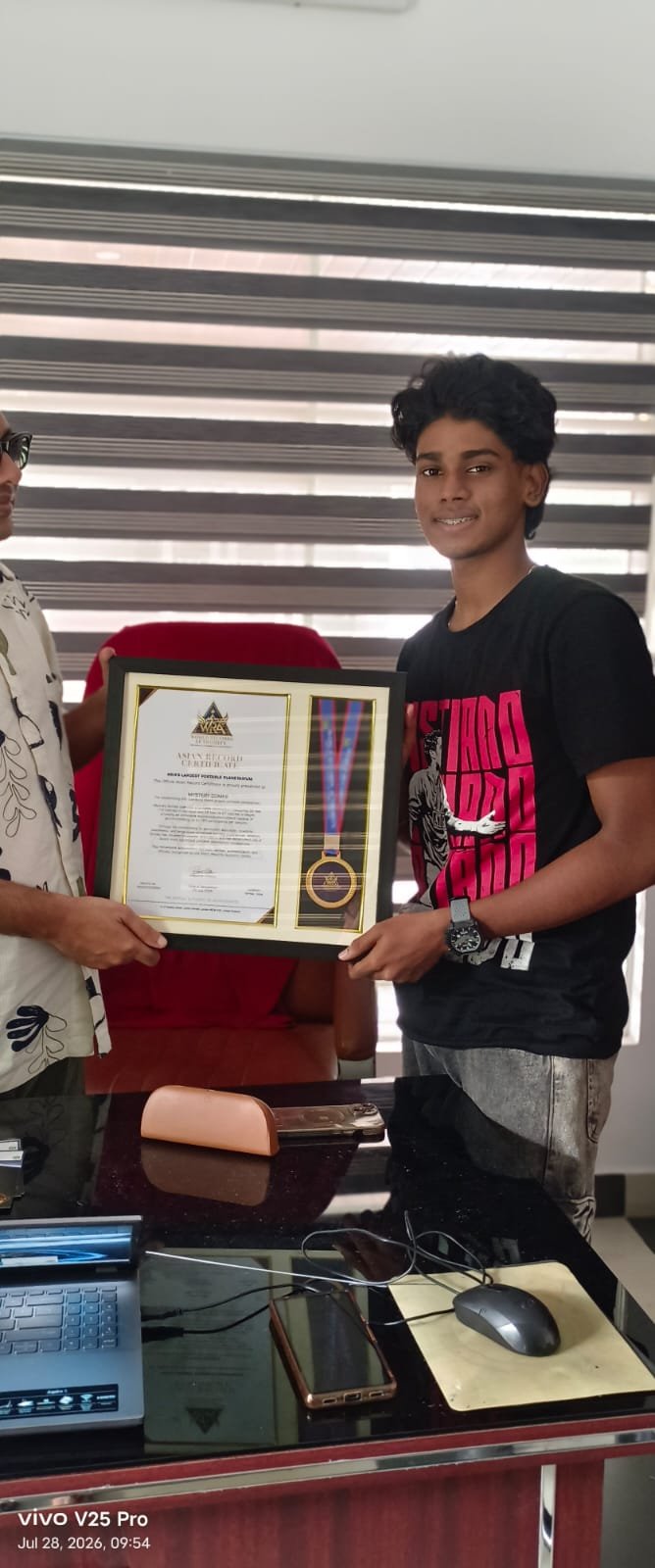 Presentation of the World Records Authority certificate to the Mystery Domes team